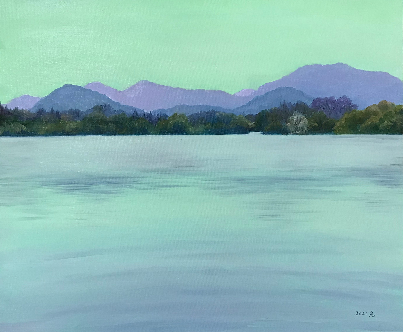 《梦幻西湖系列二》40×50cm 布面油画 2021年